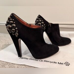 Alaïa 36.5 EU Black Suede Studded High Heel Ankle Booties Paris RESOLED